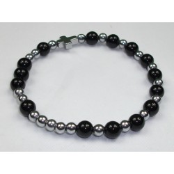 Różaniec 10-tka na rękę bransoletka Hematyt-Onyks